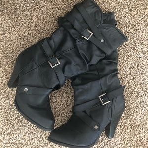 Rampage Black Leather Heel Boots